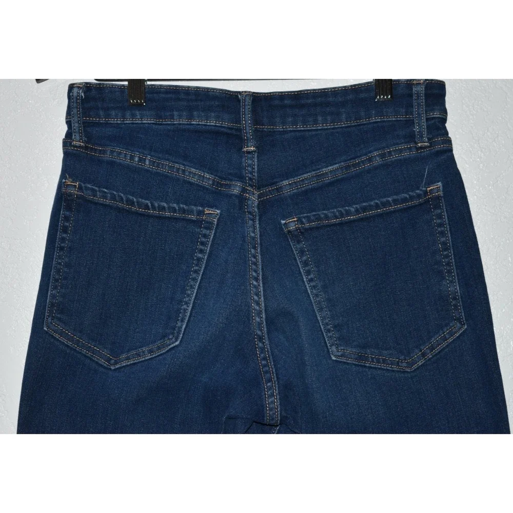 Old Navy Women 4 Loose‎ Jeans Long Wide Leg High Rise Blue Denim Cotton Stretch